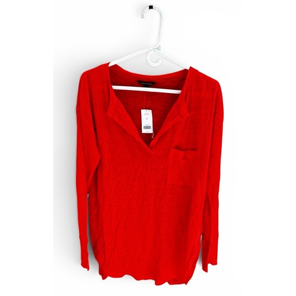 Banana Republic Tops - NWT Banana Republic Women's Medium 100% Linen Red Orange Long Sleeve Top